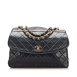 Chanel-Black Chanel Quilted Classic Single Flap Shoulder Bag-Black