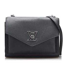 Louis Vuitton-Bolsa Louis Vuitton Mylockme preta com corrente-Preto