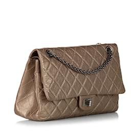 Chanel-Taupe Chanel Reissue 228 Lambskin Double Flap Bag-Other