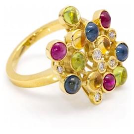 Autre Marque-Ring COLOR BUBBLES in Gold and Diamonds-Pink,Golden,Navy blue,Light green