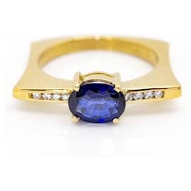 Autre Marque-KLASH-Ring aus Gold, Saphir und Diamanten.-Golden,Marineblau