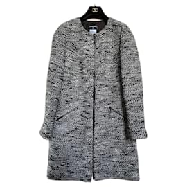 Chanel-Manteau en tweed-Noir,Blanc