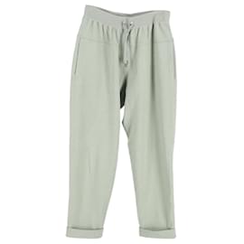 Brunello Cucinelli-Brunello Cucinelli Pantalones deportivos con cordón en la cintura de cachemir verde-Verde