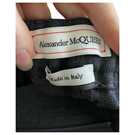 Alexander Mcqueen-Alexander McQueen Pantalón con puños elásticos en algodón gris-Gris