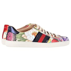 Gucci-Gucci Floral Snake Ace Sneakers in Multicolor Leather-Other,Python print