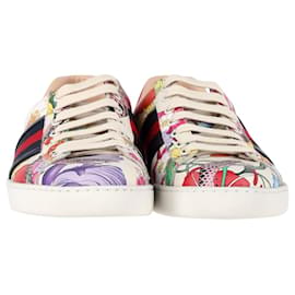 Gucci-Gucci Floral Snake Ace Sneakers in Multicolor Leather-Other,Python print