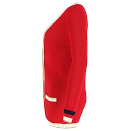 Gucci-Cardigan Gucci com acabamento metálico em lã vermelha-Vermelho