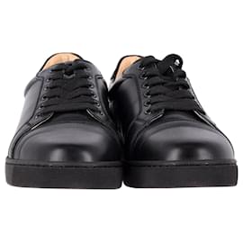 Christian Louboutin-Christian Louboutin Vieira Low-Top Sneakers in Black Calfskin Leather-Black