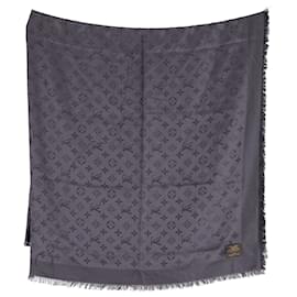 Louis Vuitton-Louis Vuitton-Monogramm-Schal aus grauer Seide und Baumwolle-Grau