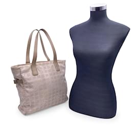 Chanel-Beige Nylon New Travel Line Tote Shoulder Bag 2000S-Beige