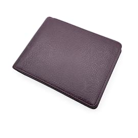 Louis Vuitton-Brown Taiga Leather Card Holder Bifold Wallet-Brown