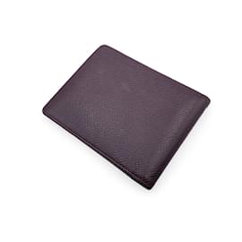 Louis Vuitton-Brown Taiga Leather Card Holder Bifold Wallet-Brown