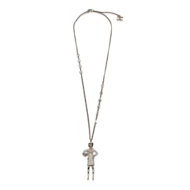 Chanel-Light Gold Metal Coco Mademoiselle Figurine Pendant Necklace-Golden