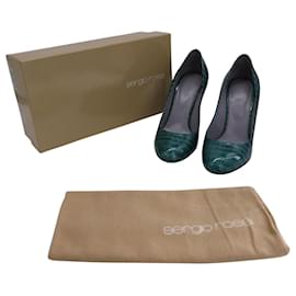 Sergio Rossi-Sergio Rossi Croc Embossed Pumps in Green Patent Leather-Green