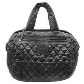 Borsa da bowling Chanel Vintage Cocoon in nylon nero Nero