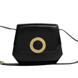 Céline-Circle Logo Leather Shoulder Bag-Black