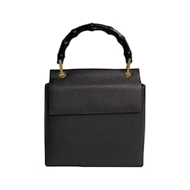 Gucci-Leather Bamboo Handbag-Grey