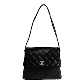 Chanel-Quilted CC Flap Shoulder Bag-Black