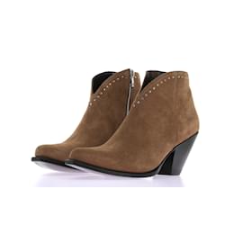 Céline-CELINE  Ankle boots T.eu 39 Suede-Camel