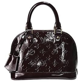 Louis Vuitton-Burgundy BB Alma patent Monogram handbag-Dark red