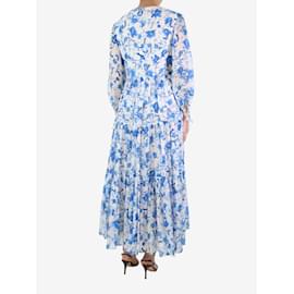 Autre Marque-Blue floral printed v-neck dress - size UK 12-Blue