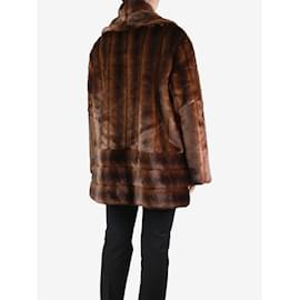 Autre Marque-Dark brown faux fur oversized coat - size UK 12-Brown