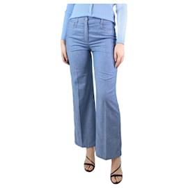 Agnona-Blue wool-blend trousers - size UK 8-Blue