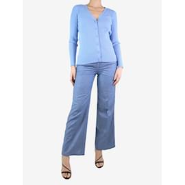 Agnona-Blue wool-blend trousers - size UK 8-Blue