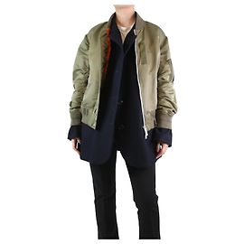 Sacai Combo giacca bomber e lana verde - Taglia della marca 3 Verde