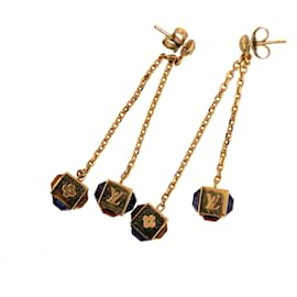 Louis Vuitton-Louis Vuitton Gold Gamble Drop Earrings-Golden,Purple
