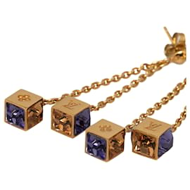 Louis Vuitton-Aretes colgantes Louis Vuitton Gold Gamble-Dorado,Púrpura