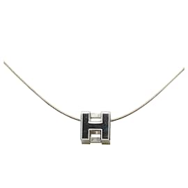 Hermès-Collier Hermès Cage d'H Cube Argent-Argenté