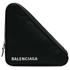 Balenciaga-Balenciaga Embrague Triangular Negro-Negro