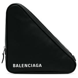 Balenciaga-Balenciaga Black Triangle Clutch-Black