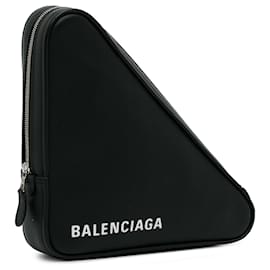Balenciaga-Balenciaga Black Triangle Clutch-Black