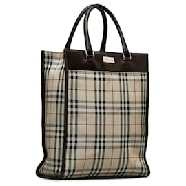 Burberry-Burberry Brown House Check Tote-Brown,Beige