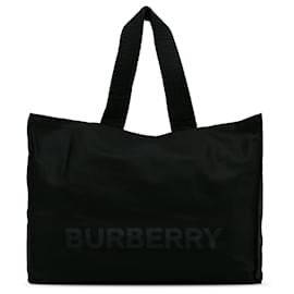 Burberry-Bolso shopper de nailon negro con logo de Burberry-Negro