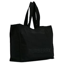 Burberry-Borsa tote in nylon con logo nero Burberry-Nero