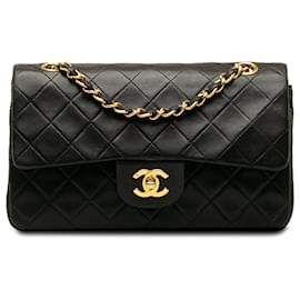 Chanel-Chanel Black Small Classic Lambskin Double Flap Bag-Black