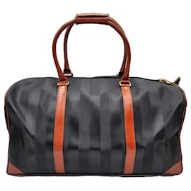Fendi-Fendi Pequin Pecan Boston Travel Bag with strap-Brown,Black