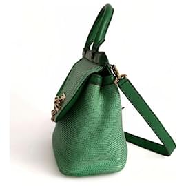 Dolce & Gabbana-Bolso bandolera Dolce & Gabbana Sicily en rafia y cuero verde-Verde