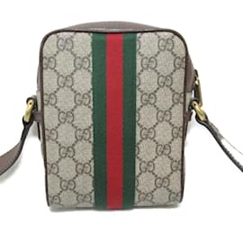 Gucci-GG Supreme Ophidia Shoulder Bag 598127-Brown