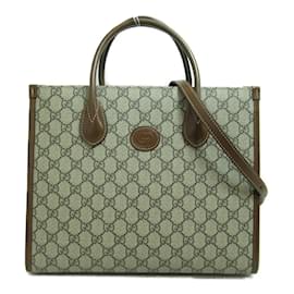 Gucci-Small GG Supreme Tote Bag 659983-Brown