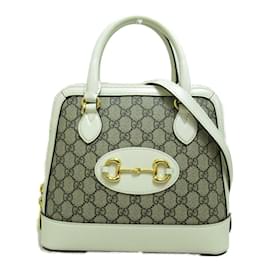 Gucci-GG Supreme Small Horsebit 1955 handbag 621220-White