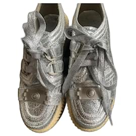 Chanel-Sneakers-Silvery,Silver hardware