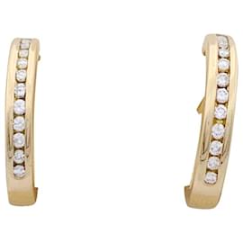 inconnue-Pair of yellow gold hoop earrings, diamants.-Other