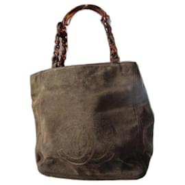 Chanel-Tobacco-colored leather velvet bag.-Chestnut