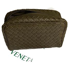 Bottega Veneta Braided Leather Pencil Case Bronze Bronze