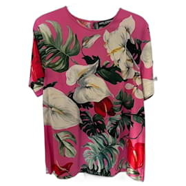 Dolce & Gabbana-D&G floral top, IT size46-Pink
