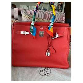 Hermès-Birkin 35 nasturtium, Palladium Hardware, Excellent condition-Red